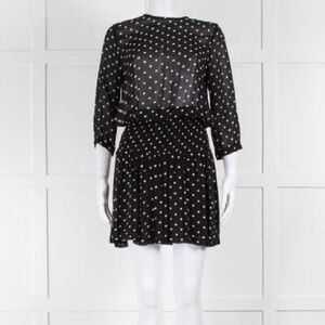Ganni Black and White Polka Dot Long Sleeve Dress